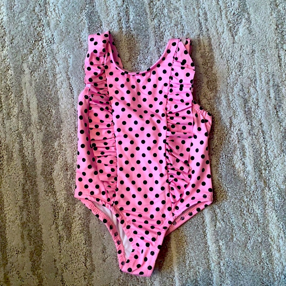 Penelope Mack swim suit. Pink with black polka dots. Size 24 months. Never worn!